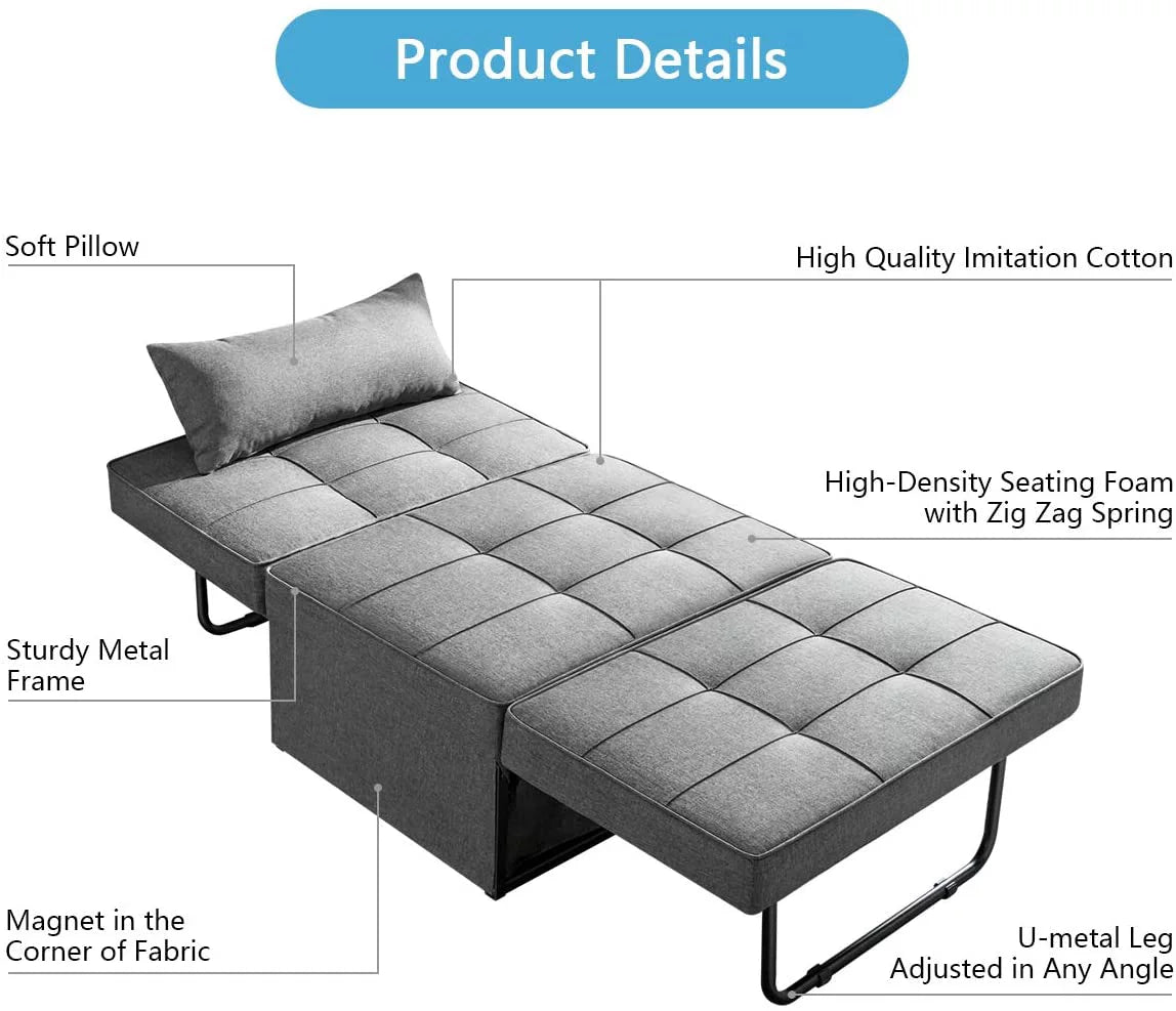 Dark Gray Convertible Sofa Bed I4895