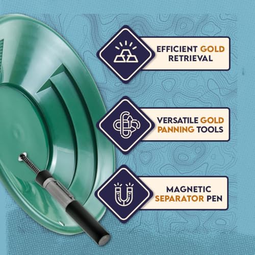 11-Piece Gold Panning Kit with Pans, Sieves, Tweezers, Glass Bottles, Sand Magnet L7372