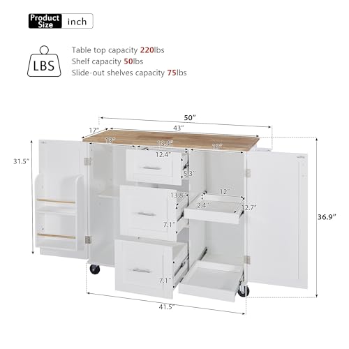 Grey Blue Rolling Kitchen Island With Storage And Drop Leaf K281