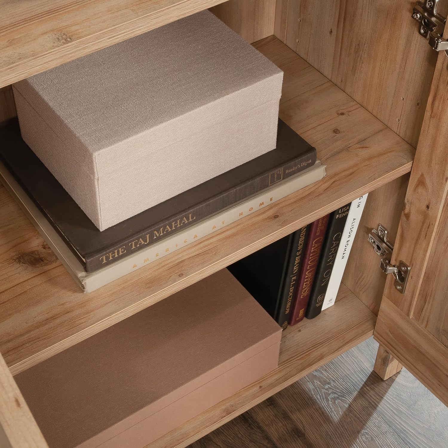 Khaki Pine Finish Bookcase with Doors P2833