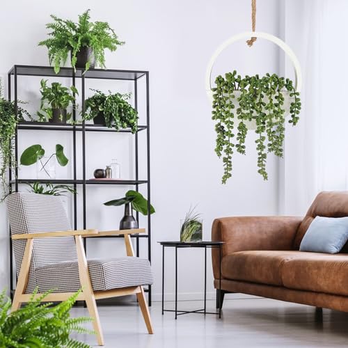 2 Pcs Artificial Hanging Succulents Plants in Pot with Lanyard Z906