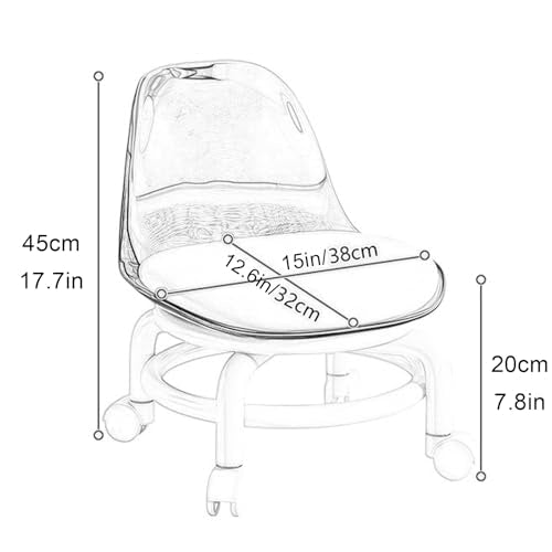 Grey Acrylic Swivel Stool with Backrest and Caster Wheels M71246