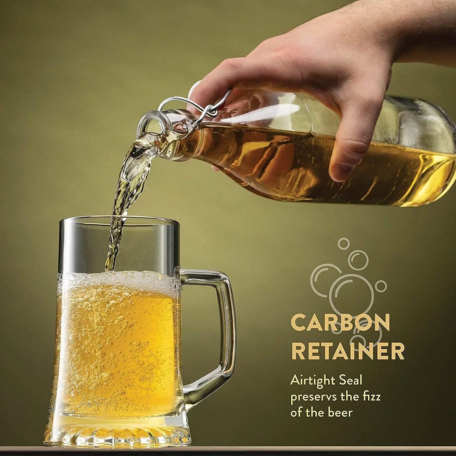 Clear Glass Bottle With Stopper, 33 3/4 oz. H546348