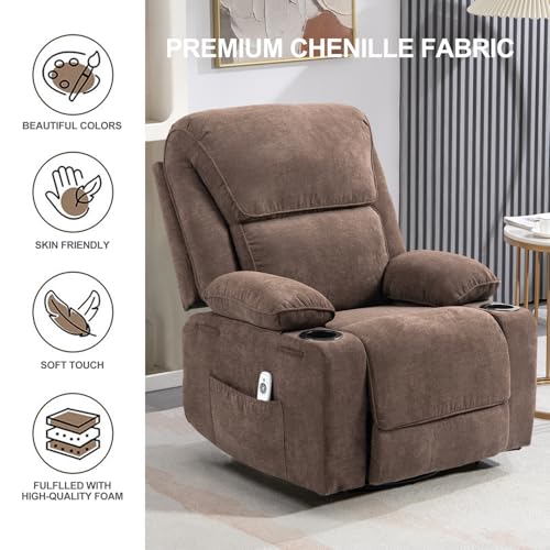 Gray Oatmeal Rocker Recliner Chair with Massage and Heated X320
