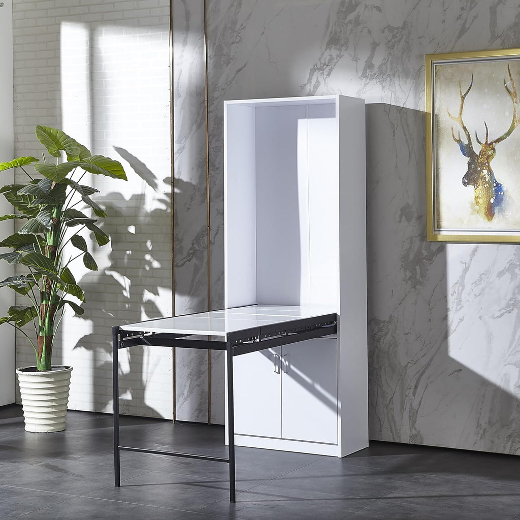 White Wall Mounted Fold Out Desk with Storage Area Q4634
