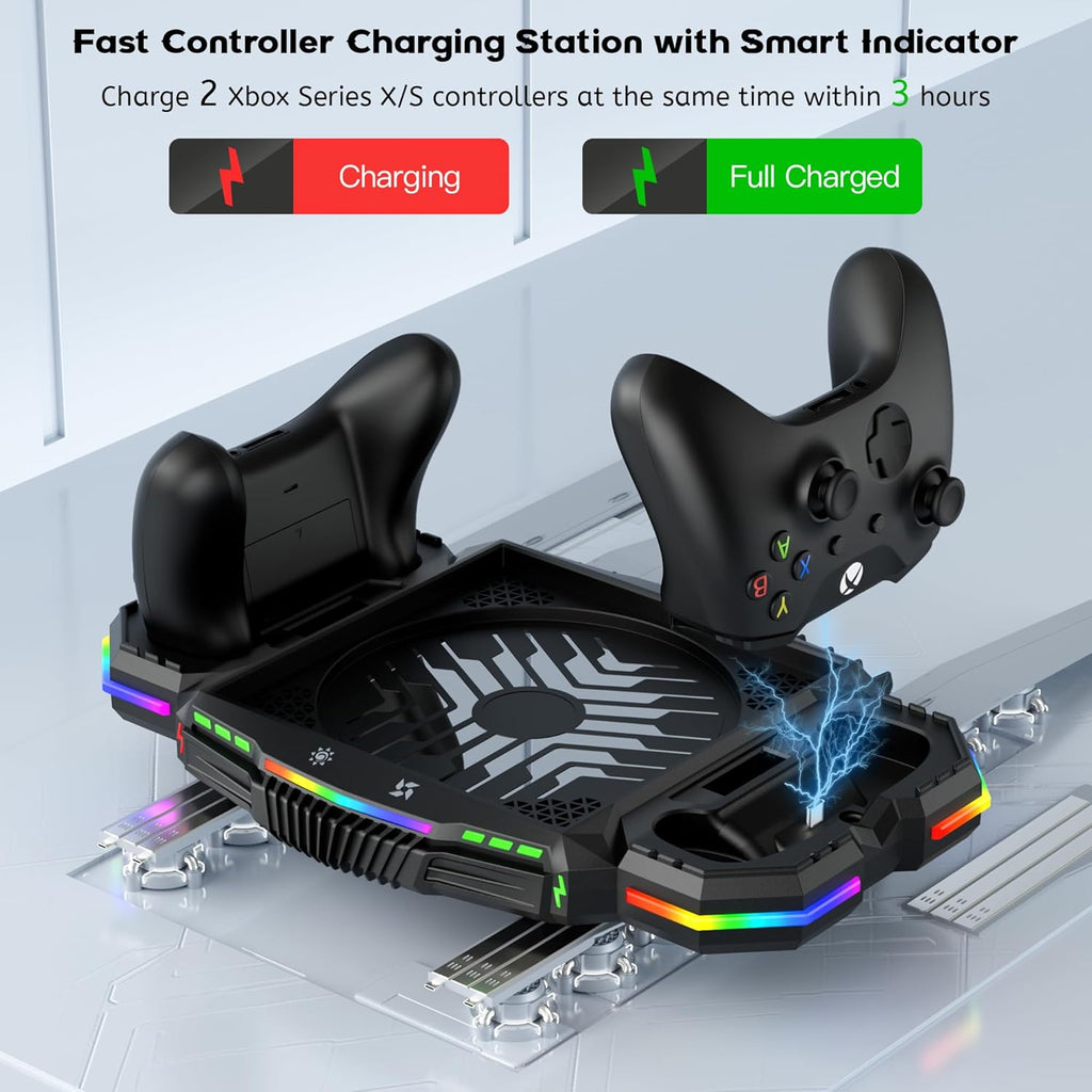 Vertical Dual Controller Charger Station Dock with Cooling Fan for Xbox Series X L4969