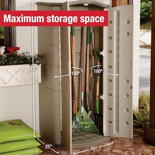Compact Vertical Resin Storage Shed With Floor (2 x 2.5 Ft), Beige/Brown O669224