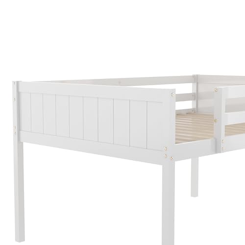 Gray Full Size Low Loft Bed with Safety Guardrail O983