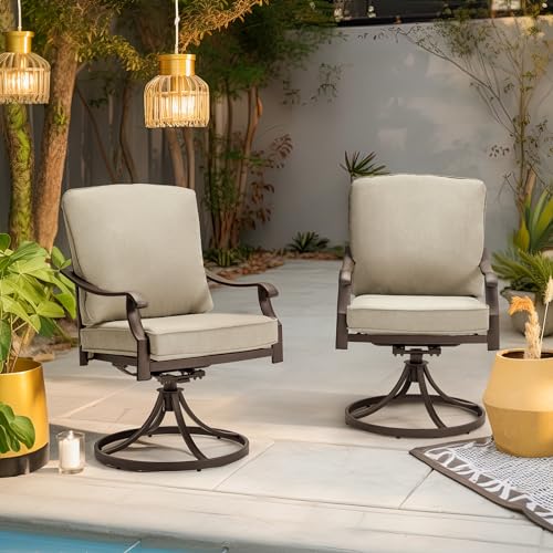 Red Patio Swivel Chair Set of 2 with Thickened Cushions G299798