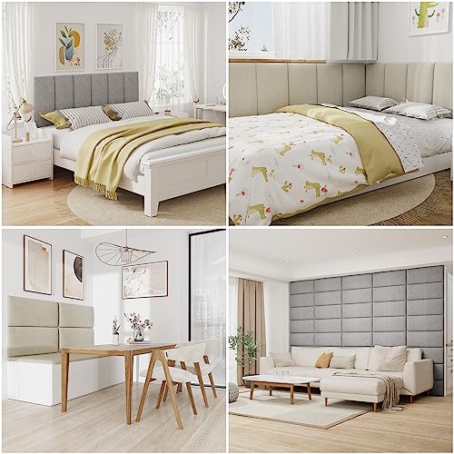 Gray 3D Soundproof Wall Panels Full Size Headboard (6 Panels, 10" x 24") Z4956
