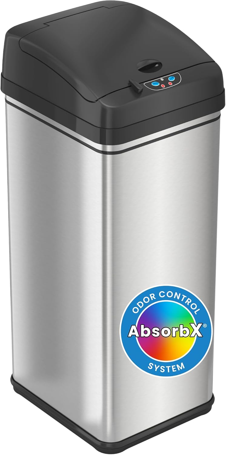 13 Gallon Stainless Steel Automatic Garbage Can F33457