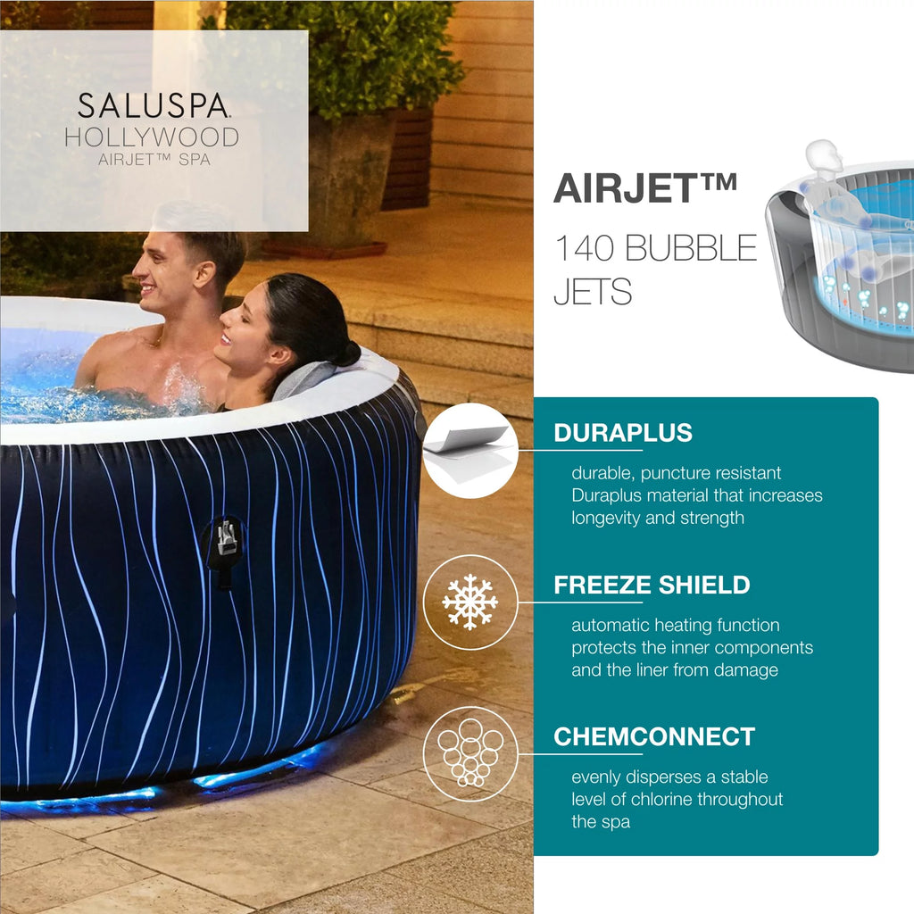77" x 26" Inflatable Hot Tub with LED Lights L144