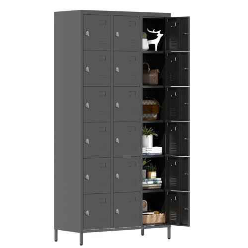 Metal Locker 3 Doors 72" Tall Steel Storage Locker with Shelves and Hooks S19364