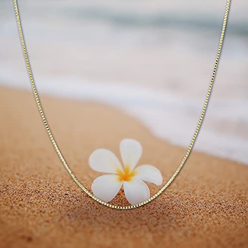 14K Solid Yellow Gold Box Chain Necklace, 16"-24" S7419