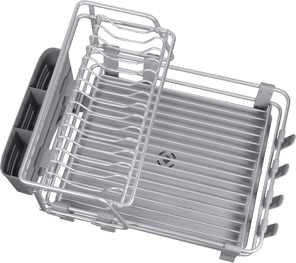 Aluminum 2-tier Dish Drying Rack with Utensil & Cutlery Holder R799