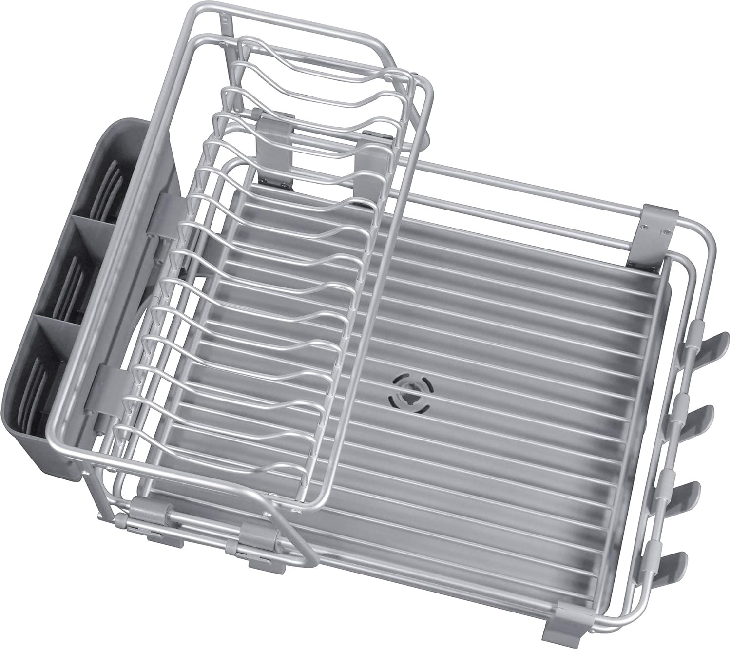 Aluminum 2-tier Dish Drying Rack with Utensil & Cutlery Holder R799