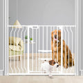 White 33" Tall Extra Wide Auto Close Walk Thru Safety Gate with Small Pet Door Q2394