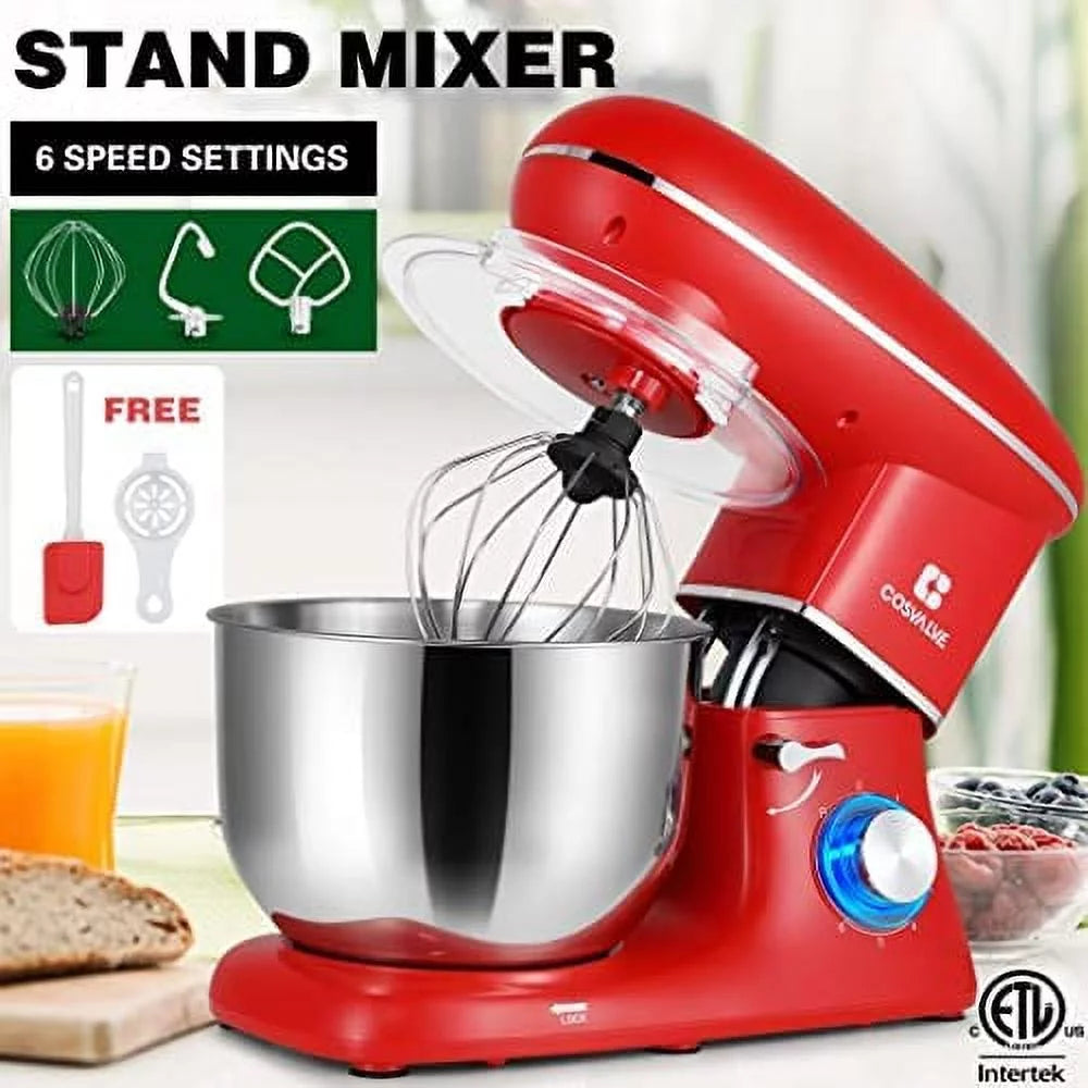 6.2QT Stainless Steel Bowl Red Tilt-Head Electric Stand Mixer B5741