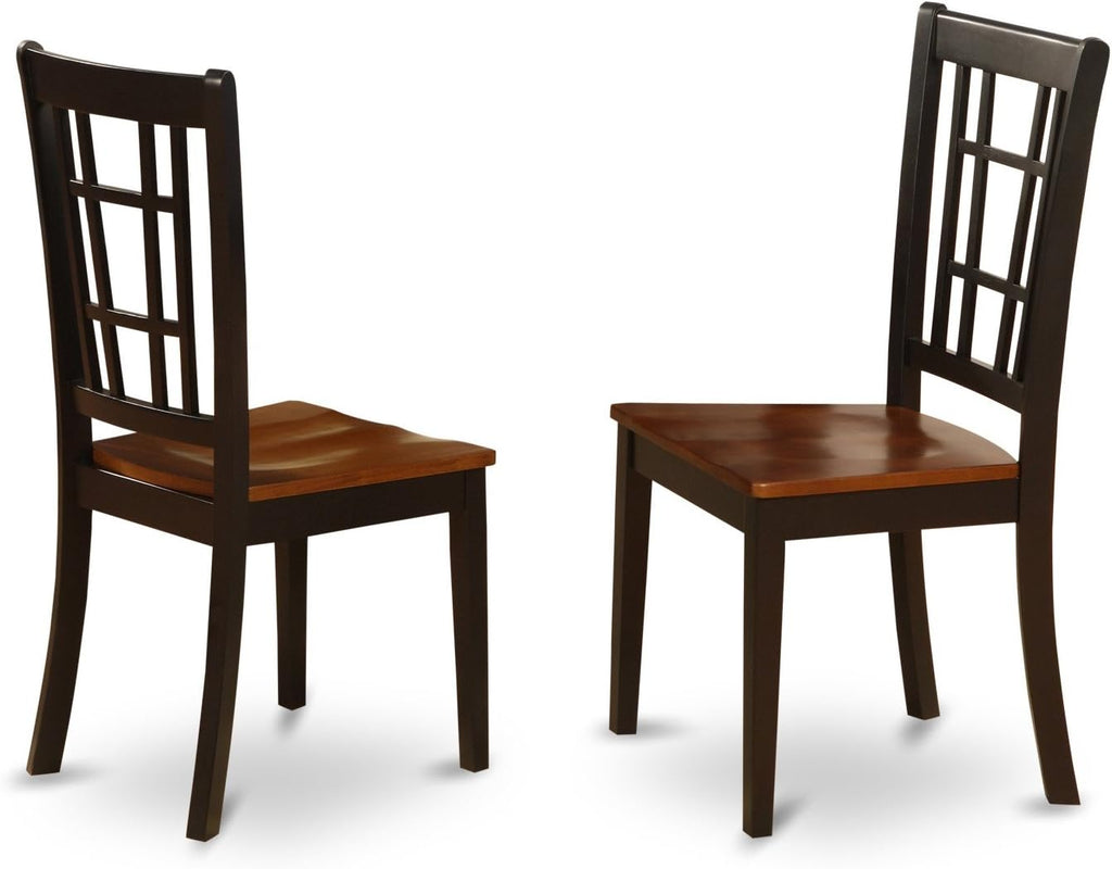 7 Piece Oval Dining Table with Butterfly Leaf and 6 Wood Seat Chairs, Black & Cherry L15250