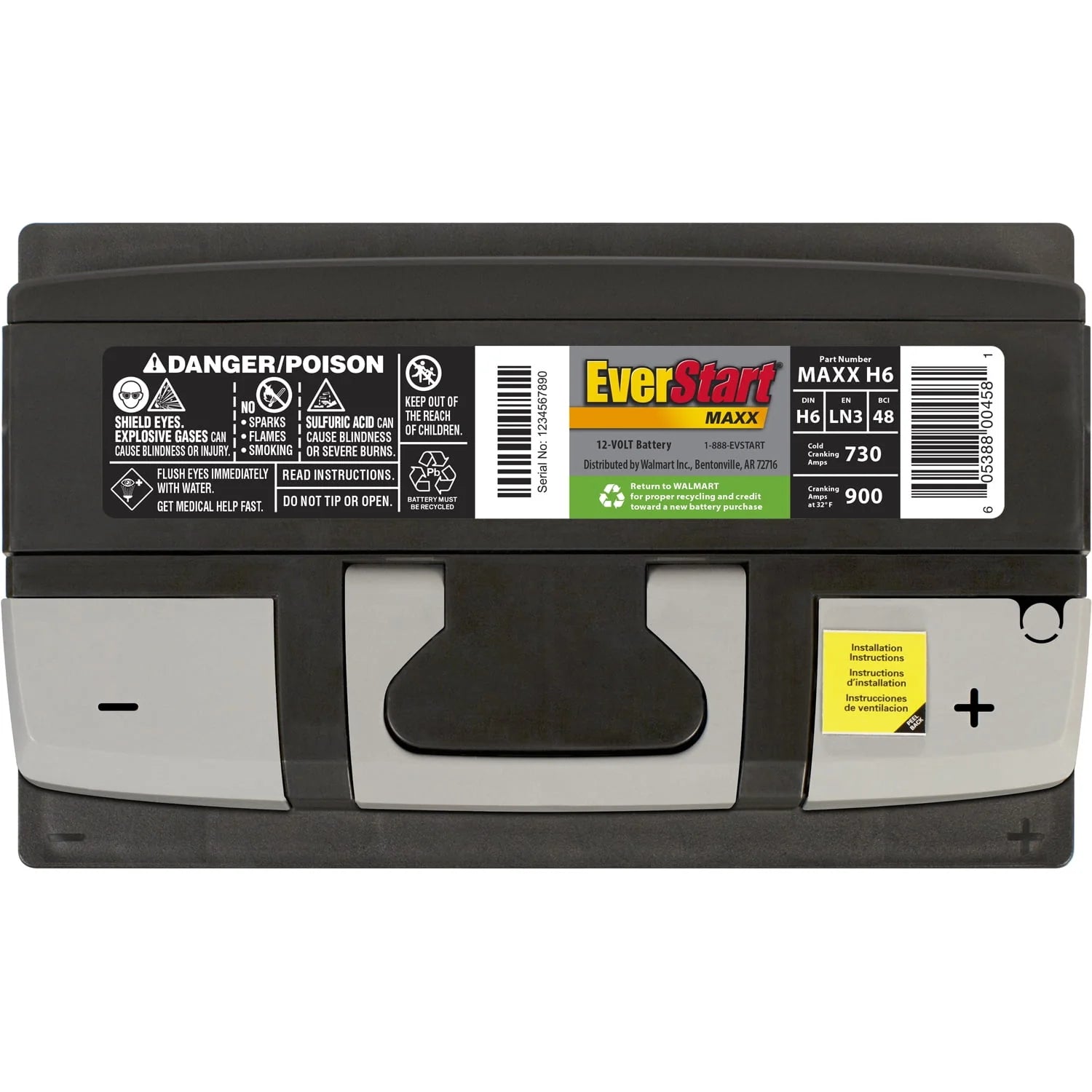 Lead Acid Automotive Battery, Group Size H6 / LN3 / 48 12 Volt, 730 CCA 140 RC A116
