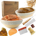 9 Inch Round & 10 Inch Oval Banneton Bread Proofing Basket with Liner, Bread Lame, Dough Scraper, Cleaning Brush H731