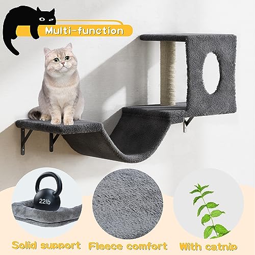 Gray 6 Pcs Wall Mounted Cat Furniture Set Y68017