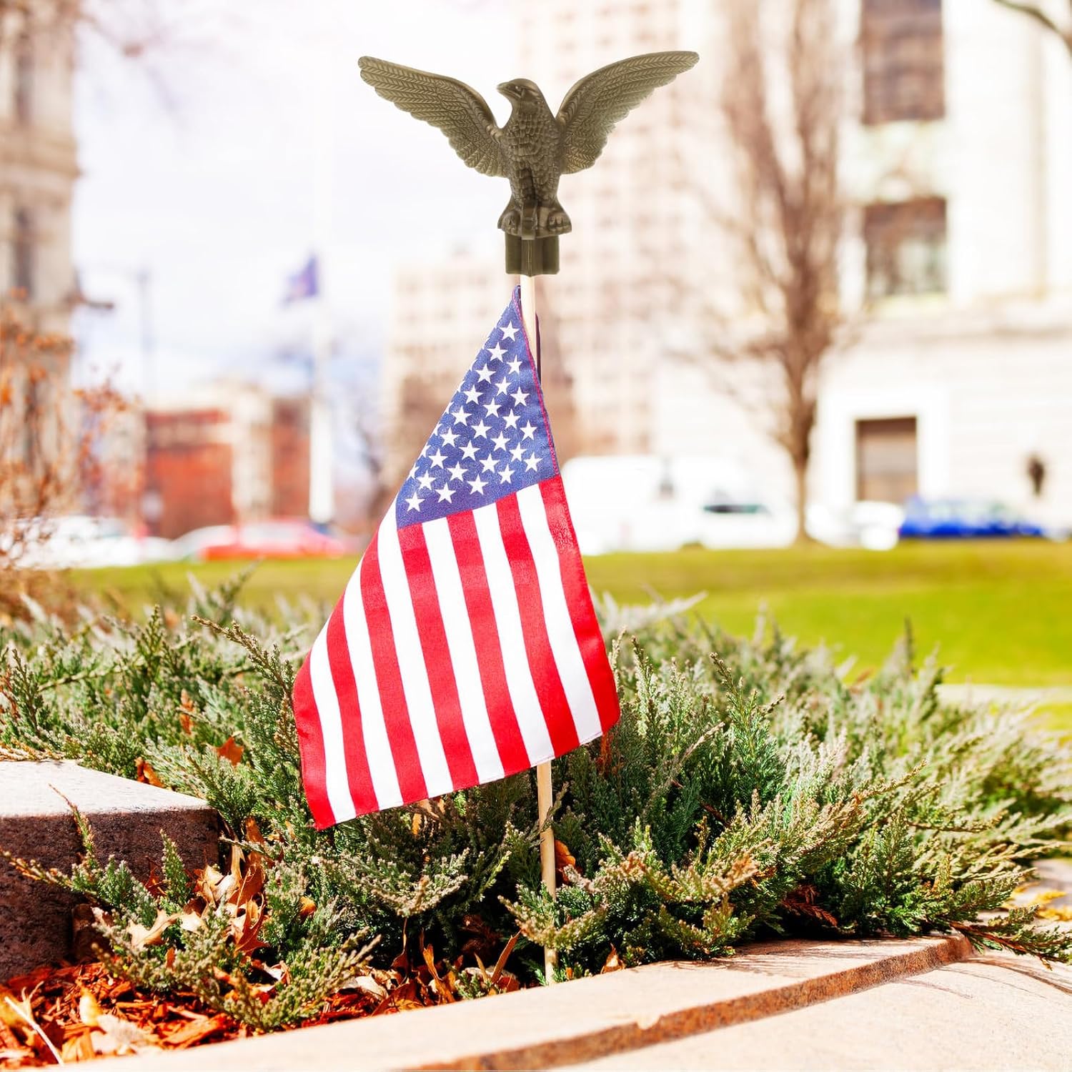 Golden Plastic Eagle Flag Pole Finial Ornament R60845