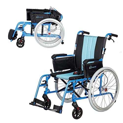 Silver Lightweight Self-propelled Wheelchair with Travel Bag H491