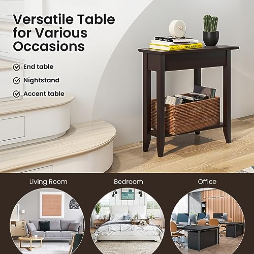 White 2-Tier Wedge End Table Set of 2 with Storage Shelf R48714