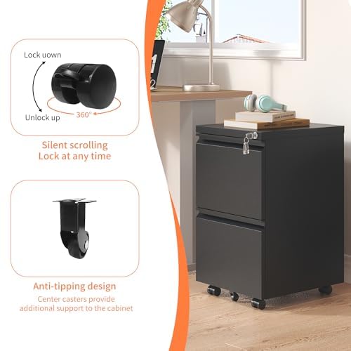 White 3-Drawer Mobile File Cabinet with Lock I15928