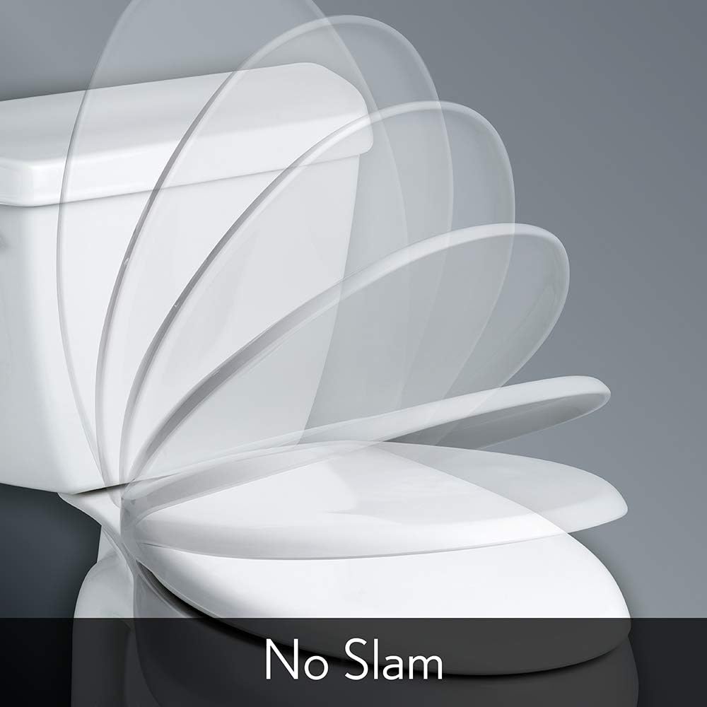 Elongated Toilet Seat with Brushed Nickel Hinges O8912