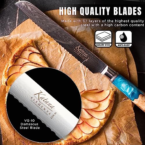 9 Piece Knife Block Set with Damascus Steel Blades E34247