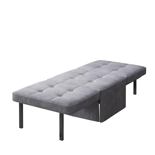 Gray Folding Ottoman Couch Bed with Adjustable Backrest H835