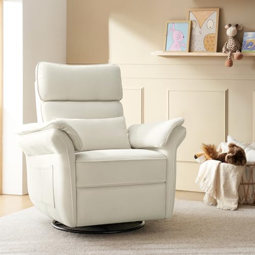 Grey Glider Recliner with Adjustable Armrests & Headrest V427