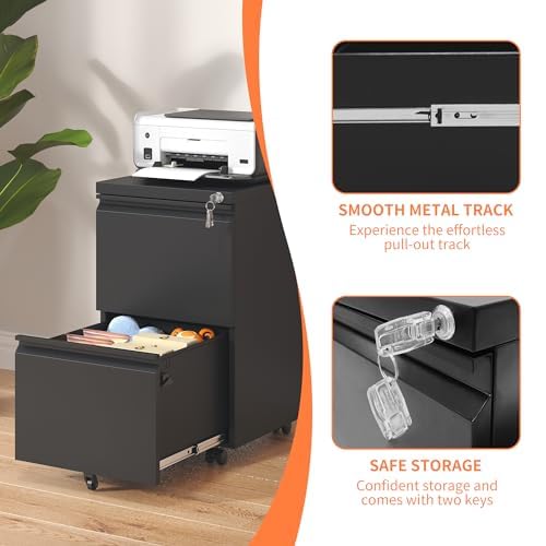 White 3-Drawer Mobile File Cabinet with Lock I15928