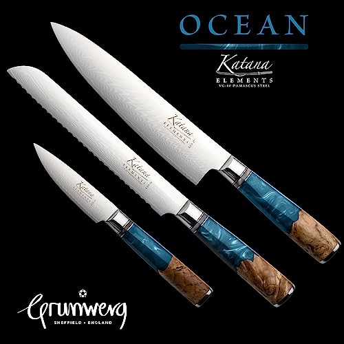 9 Piece Knife Block Set with Damascus Steel Blades E34247