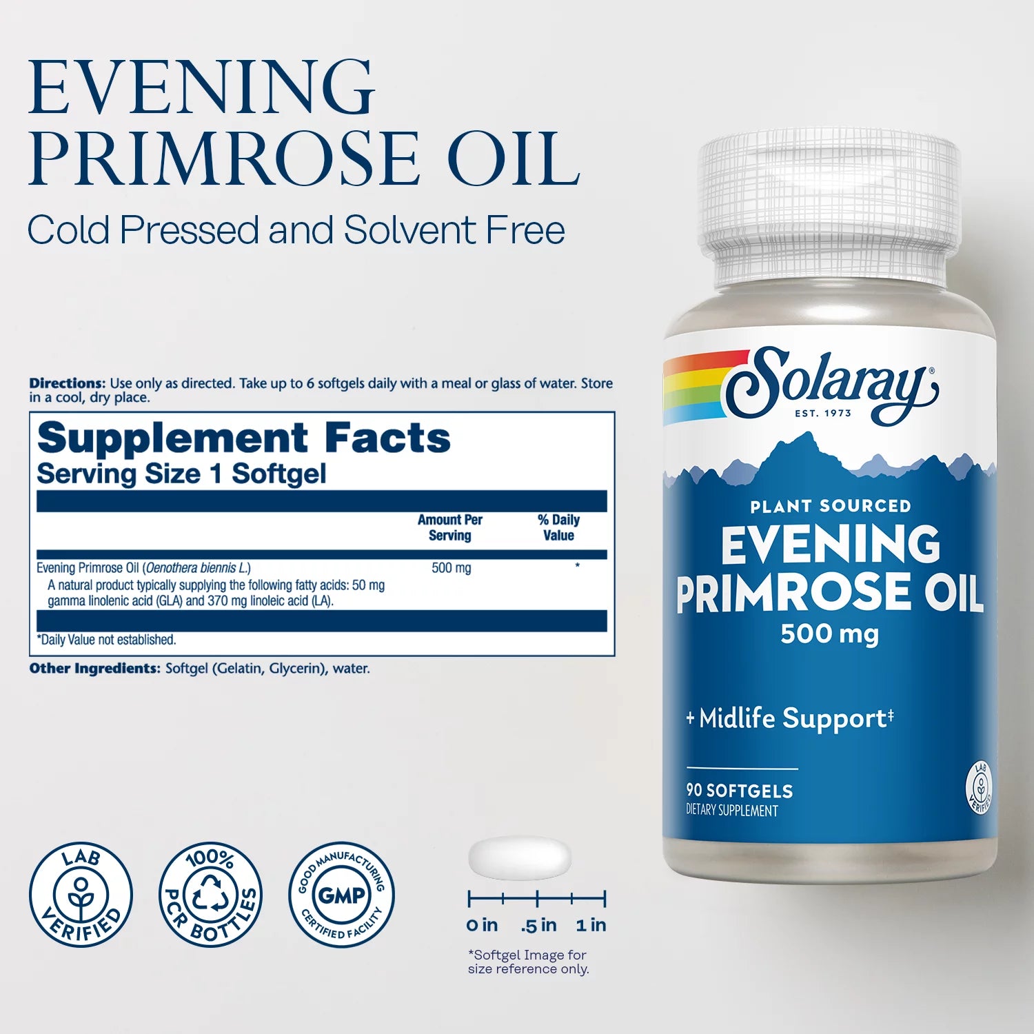 Evening Primrose Oil 500 mg 90 Softgels E474067