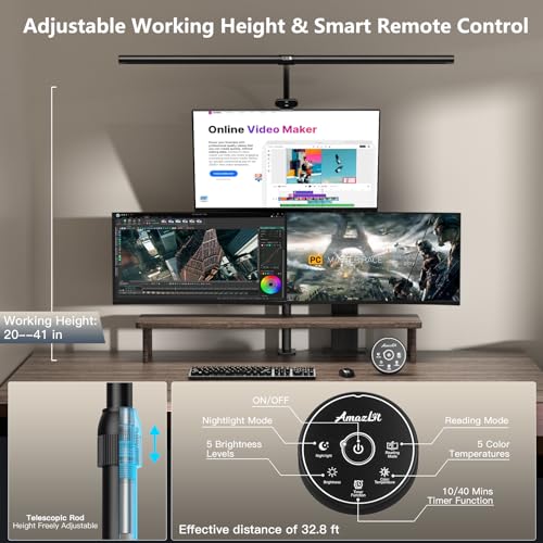 Desk Lamp with Remote Control, Adjustable Brightness & Color Temperature, 24W G631