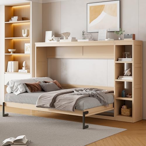 Full Size Horizontal Murphy Bed with Shelves N721978