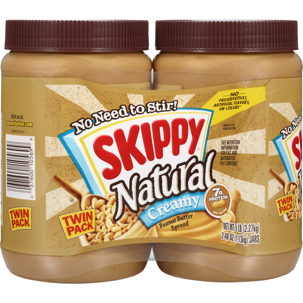 40 oz Plastic Jar Twin Pack Natural Creamy Peanut Butter Spread M3764