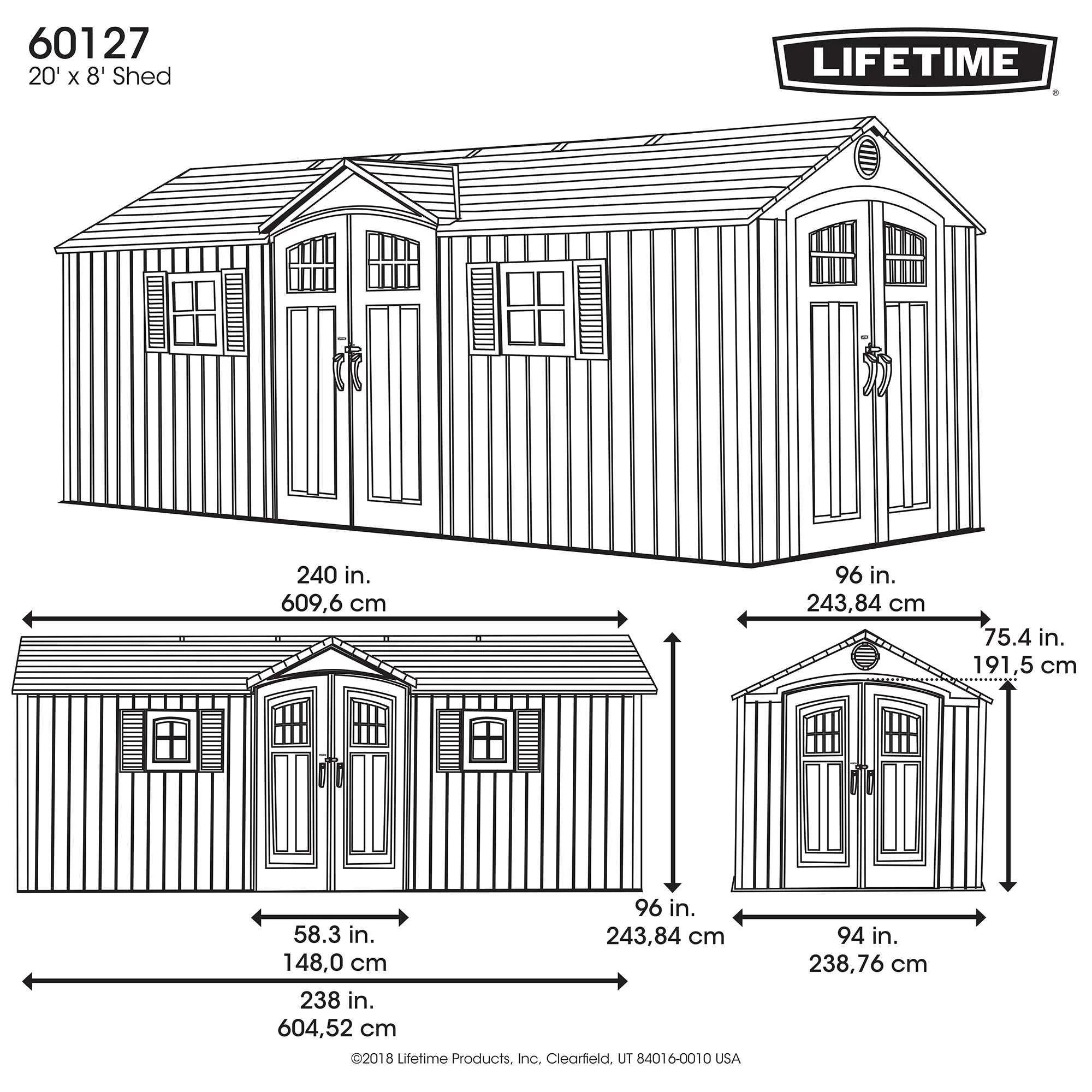 20 ft. x 8 ft. Outdoor Storage Shed Desert Sand H310272