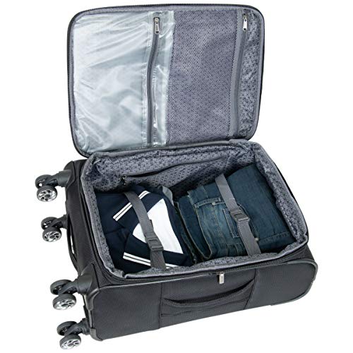 Black 20-Inch Lightweight Softside Expandable 8-Wheel Spinner Luggage Y2194