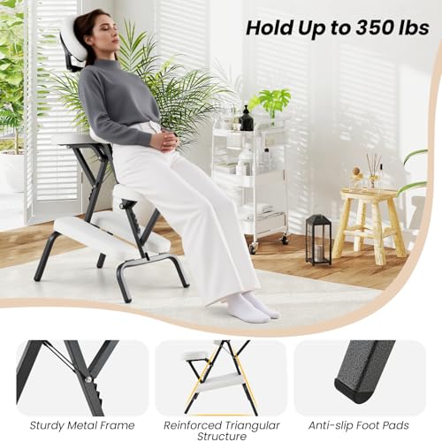 White Portable Massage Chair with Carrying Bag X502