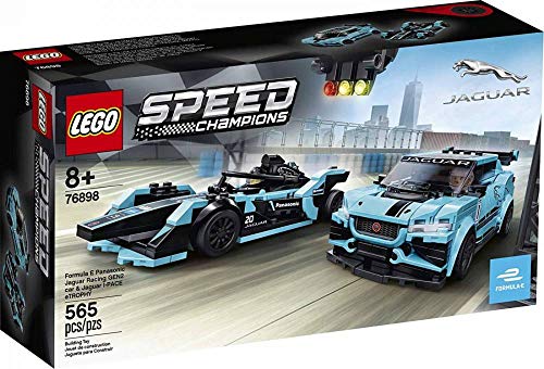 LEGO Speed Champions Formula E Panasonic Jaguar Racing Gen2 car and Jaguar I-PACE eTROPHY 76898 Building Kit (564 Pieces), Multicolor M948