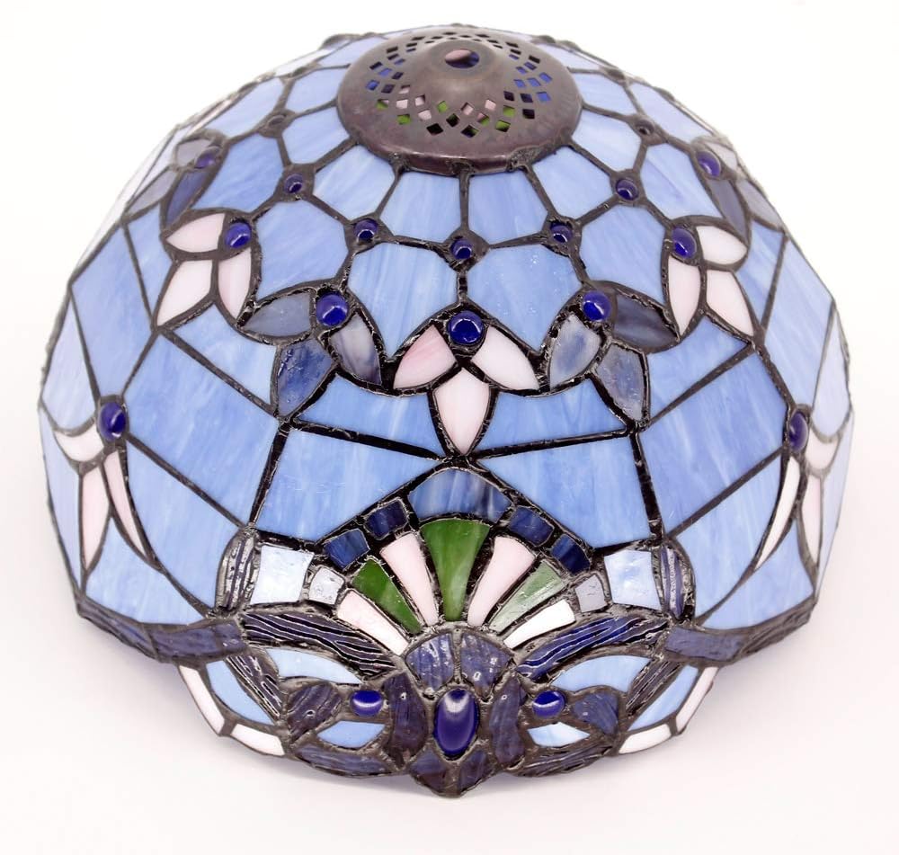 Blue Purple Stained Glass Table Lamp 12x12x18 Inches R252