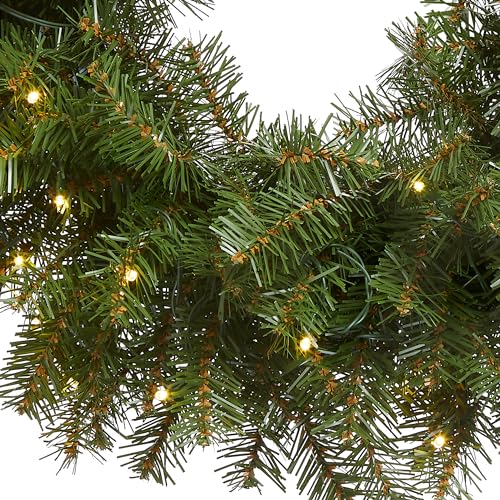 Pre-Lit Artificial Christmas Wreath, Green, 24 Inches S6015