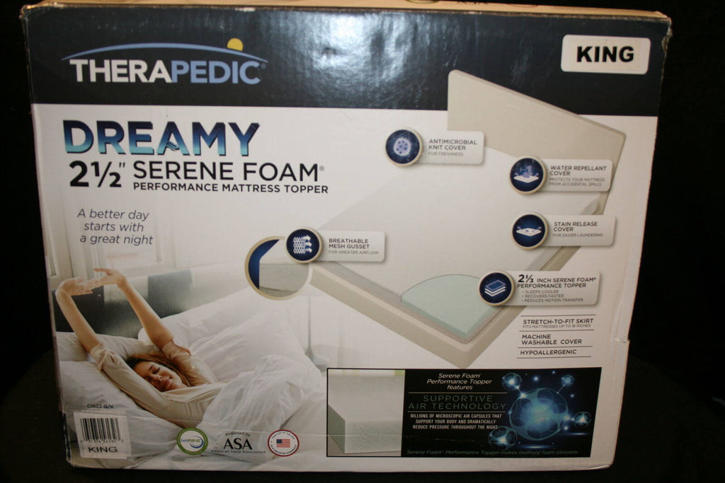 2.5-inch Serene Foam Mattress Topper, King, White C955