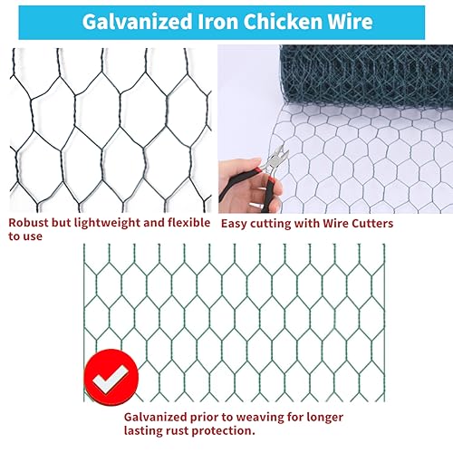 0.63 in Mesh 15×600 inches Chicken Wire Fencing U5220
