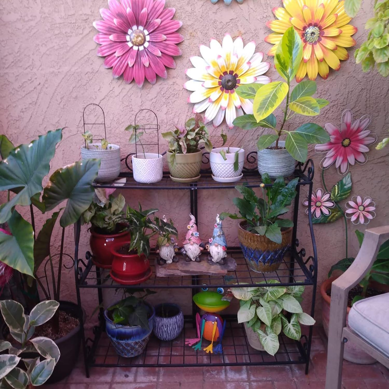 Large Flower Stand Plant Display Freestanding Metal 3-Tier Storage Rack P83180