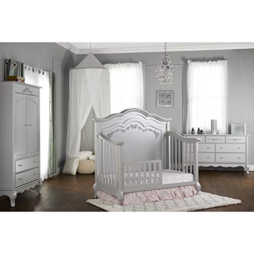 5-in-1 Convertible Crib in Frost, Greenguard Gold Certified, Wooden Baby Crib B466152